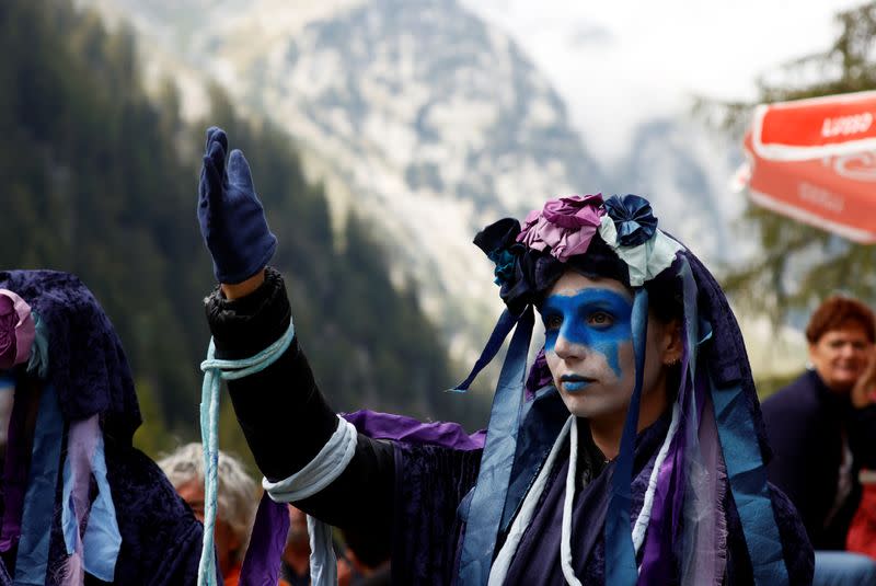 Protest against climate change at Trient Glacier