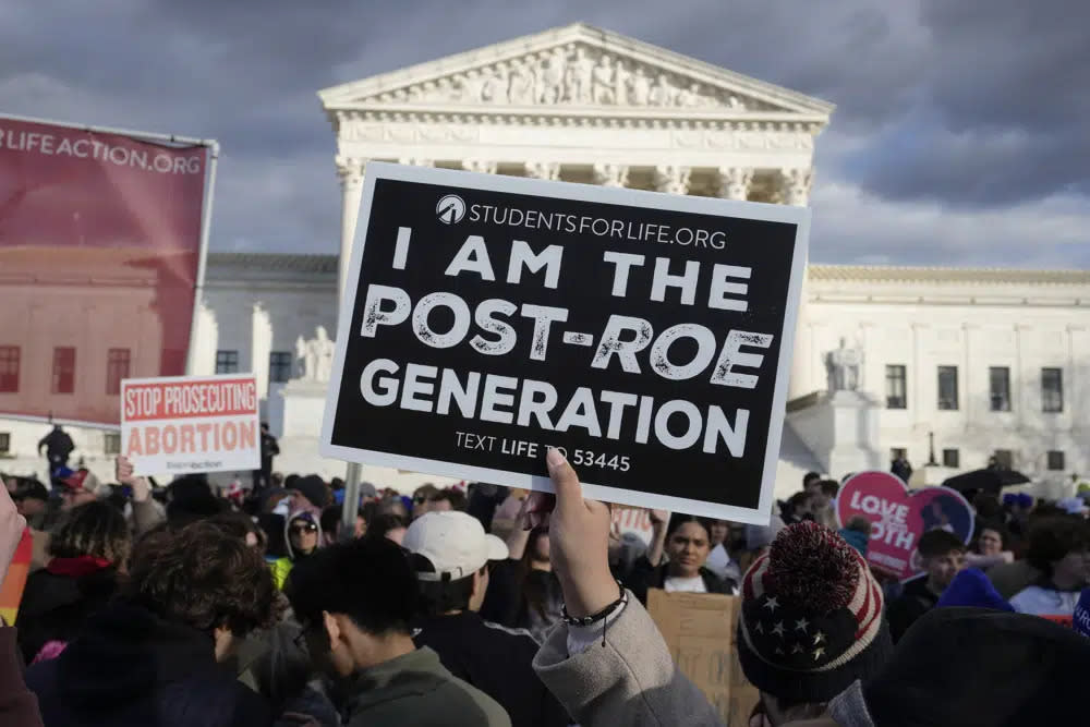 Anti-abortion demonstrators rally outside of the U.S. Supreme Court during the March for Life, Friday, Jan. 20, 2023, in Washington. (AP Photo/Alex Brandon, File)