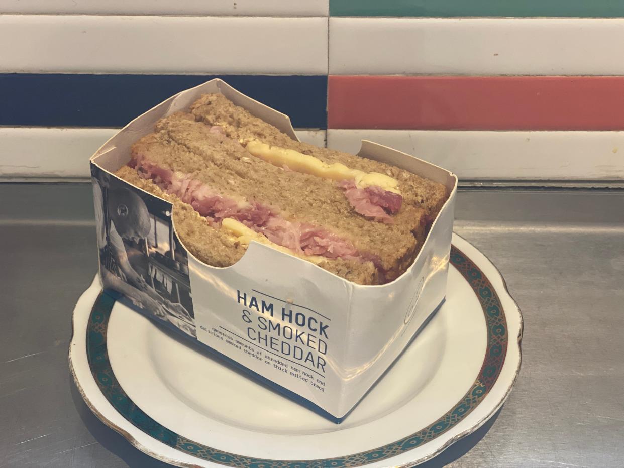 Plane food: a British Airways cheese and ham sandwich, to be consumed before arrival in the EU (Charlotte Hindle)