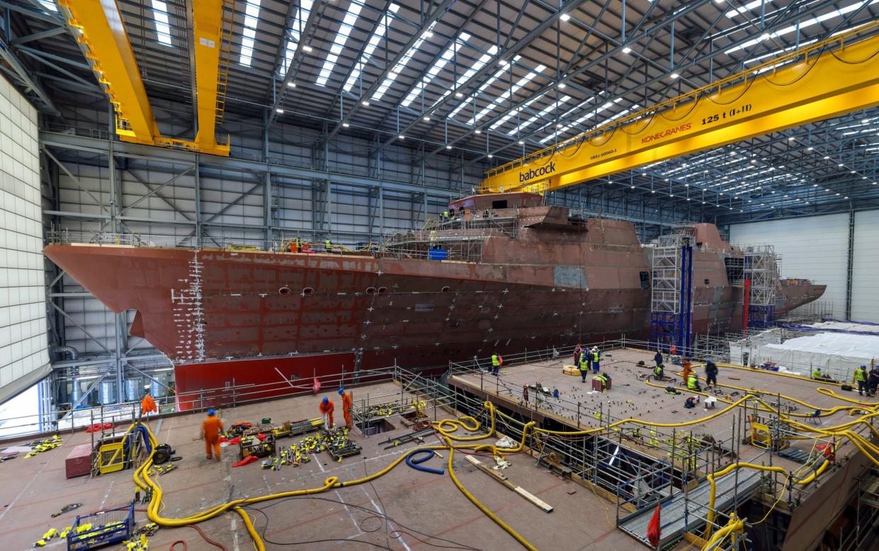 Workers at Babcock's Rosyth dockyard in Scotland are busy building the Royal Navy's Type 31 frigates