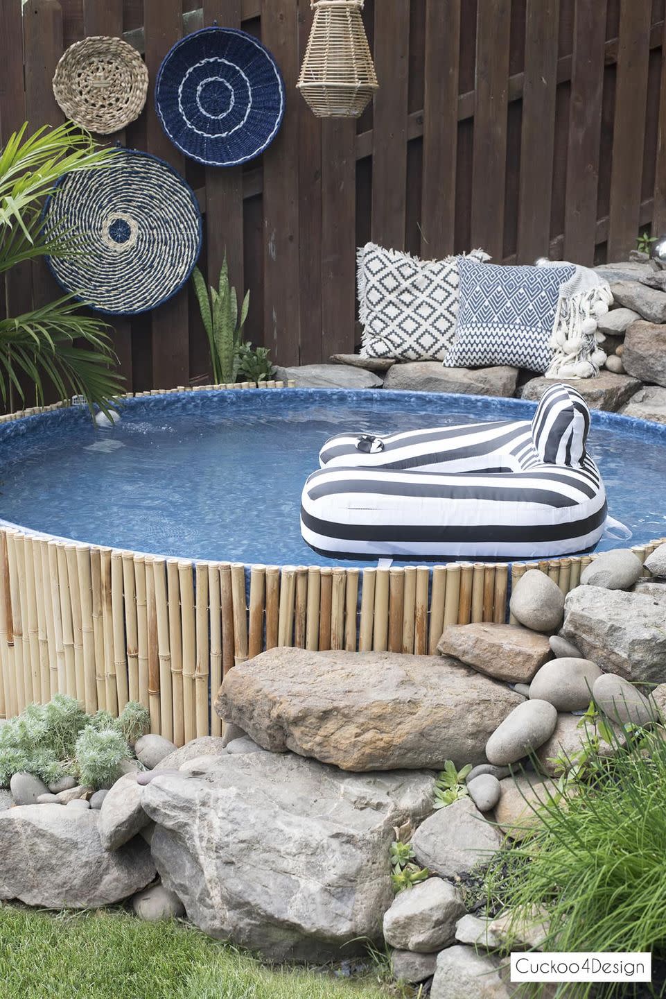 stock tank pool ideas bamboo fence