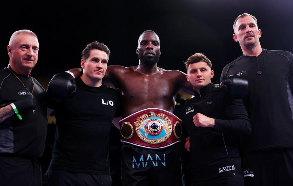 McGuigan with WBO cruiserweight champion Lawrence Okolie this February (Getty Images)