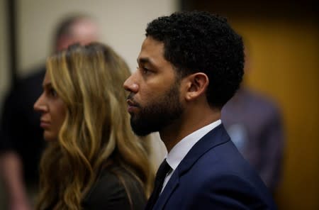 FILE PHOTO: Actor Jussie Smollett makes a court appearance at the Leighton Criminal Court Building in Chicago