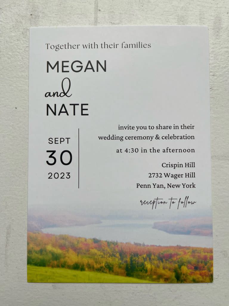 The pair instructed the specialized AI to make an invitation inspired by their wedding venue. Wonder in Adagio