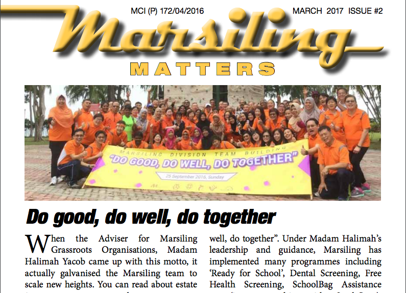 A screengrab of the Marsiling Matters newsletter showing the motto that presidential hopeful Halimah Yacob came up with during her time as an MP for Marsiling-Yew Tee GRC.