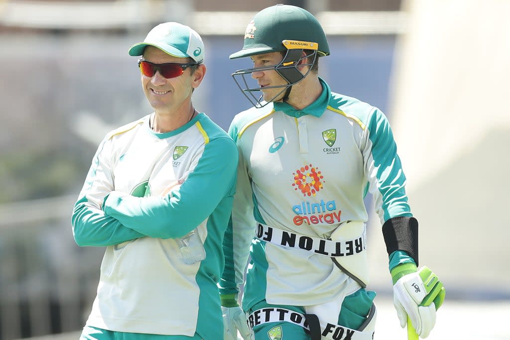 Australia coach Justin Langer and former Test captain Tim Paine (Getty Images)
