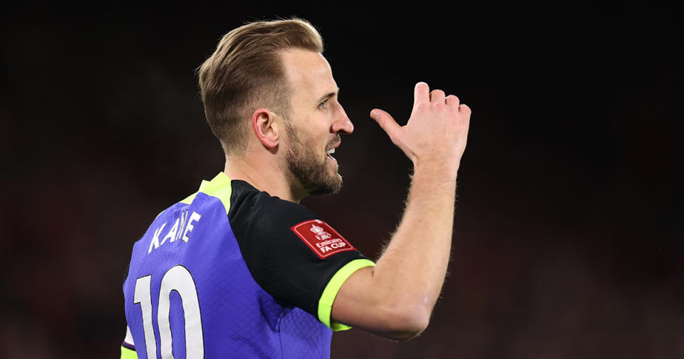 Tottenham Hotspur reacts during the Emirates FA Cup Fifth Round match between Sheffield United and Tottenham Hotspur at Bramall Lane on March 01, 2023 in Sheffield, England.