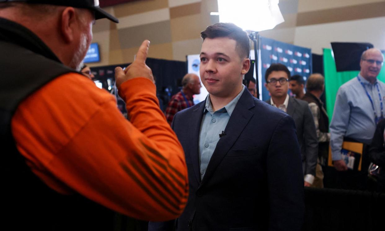 <span>Kyle Rittenhouse during a rightwing gathering known as America Fest, an event organised by Turning Point USA, in Phoenix, Arizona, in December 2022. </span><span>Photograph: Jim Urquhart/Reuters</span>