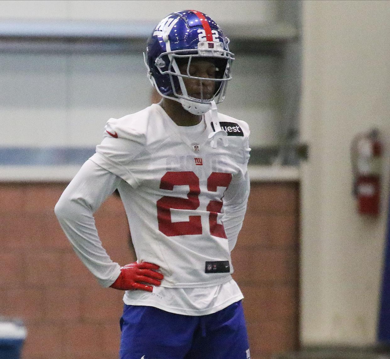 East Rutherford , NJ — May 10, 2024 -- Cornerback and third round draft pick Dru Phillips as the NY Giants hold their Rookie Camp and introduce their new draft picks.