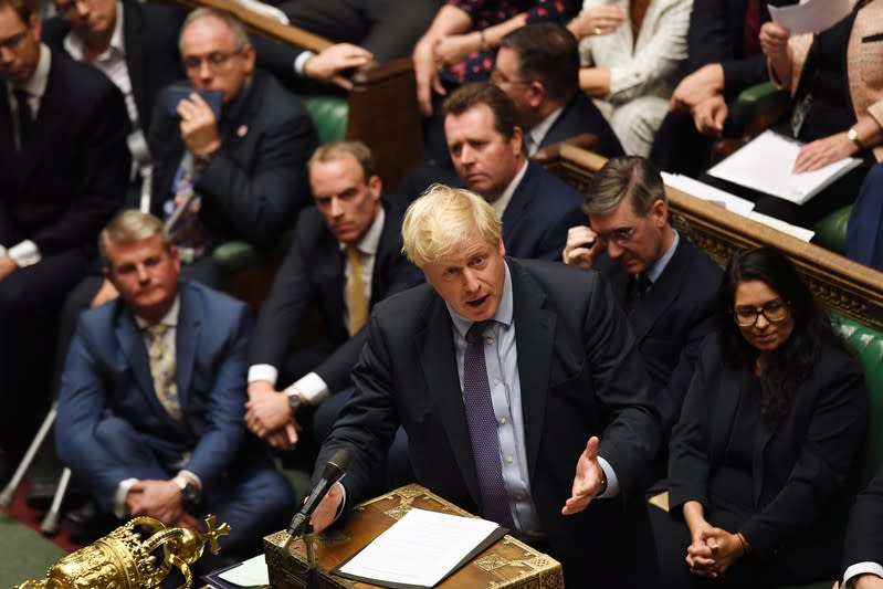 Britain's Prime Minister Boris Johnson is seen at the House of Commons in London