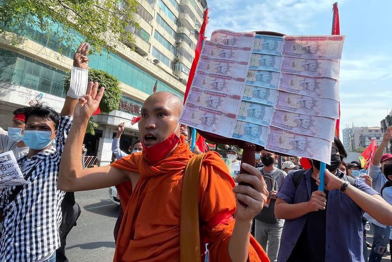 Protest against the military coup in Yangon