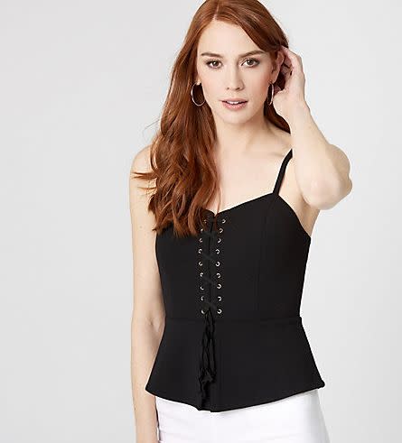 Knit Crêpe Lace-Up Bustier Top