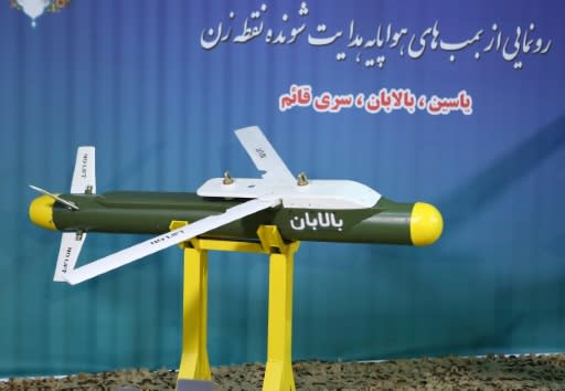 A handout picture released by Iran's Defence Ministry on August 6, 2019 shows the missile "Balaban" during an unveiling ceremony in the capital Tehran of three precision-guided missiles