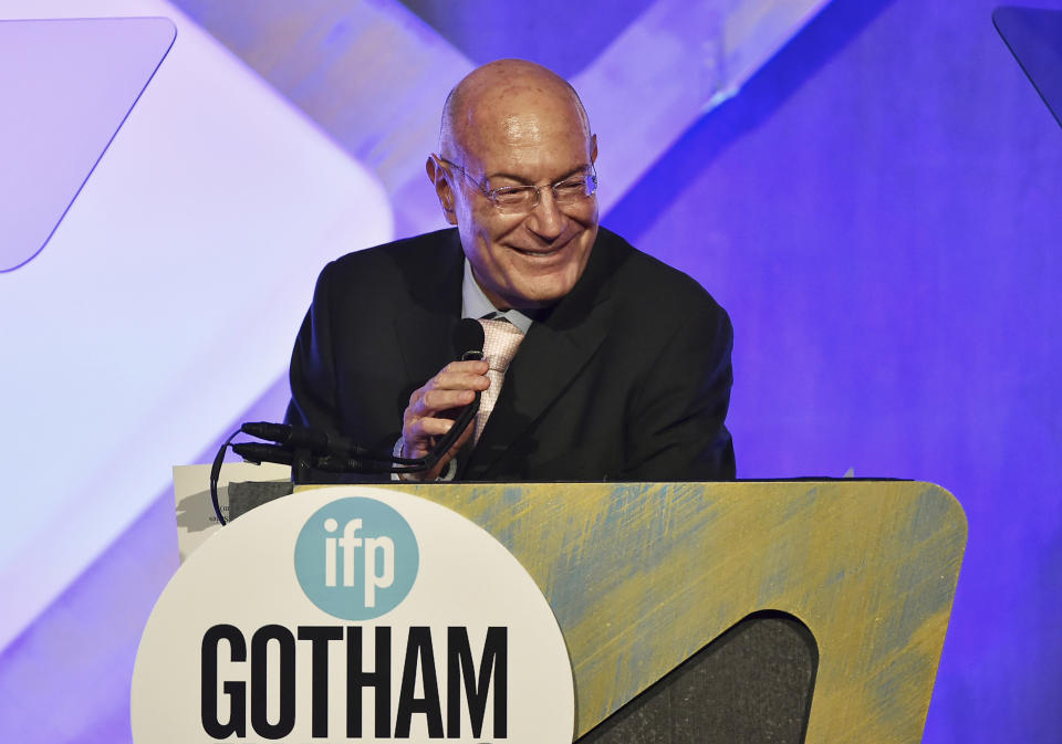 FILE - Producer Arnon Milchan accepts the Film Tribute Award at the 26th Annual Gotham Independent Film Awards at Cipriani Wall Street on Monday, Nov. 28, 2016, in New York. Milchan took the stand in Prime Minister Benjamin Netanyahu’s corruption trial Sunday, June 25, 2023, describing how he routinely delivered tens of thousands of dollars of Champagne, cigars and other gifts requested by the Israeli leader. (Photo by Evan Agostini/Invision/AP, File)