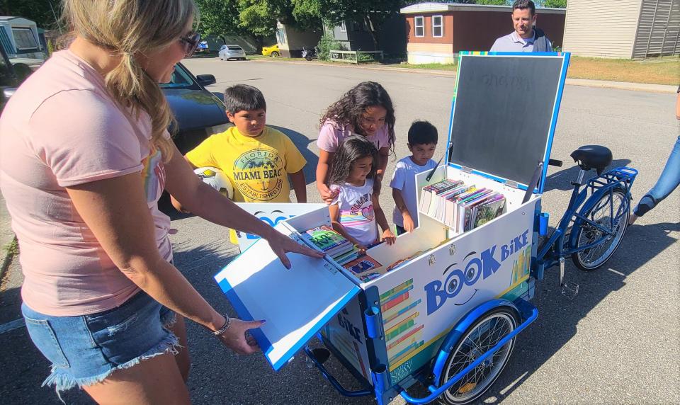 Zeeland Public Schools used the Reading Now Network Book Bike to deliver books to children in the district and promote summer reading.