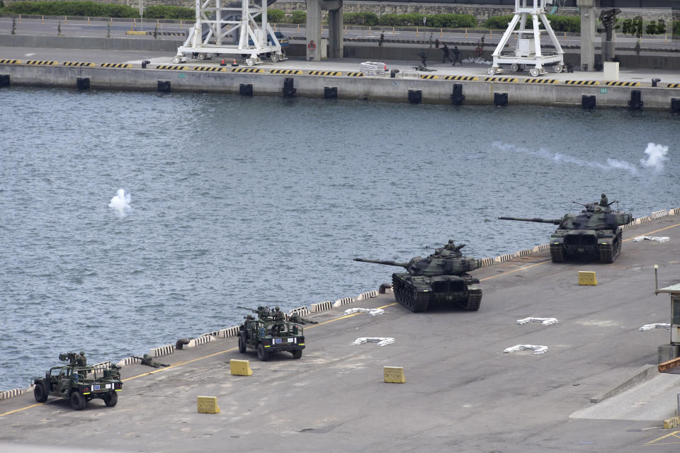 FILE - In this photo released by the Taiwan Ministry of National Defense, Taiwan military forces conduct anti-landing drills during the annual Han Kuang military exercises near New Taipei City in Taiwan on July 27, 2022. Taiwan has put its military on alert and staged civil defense drills. (Taiwan Ministry of National Defense via AP, File)