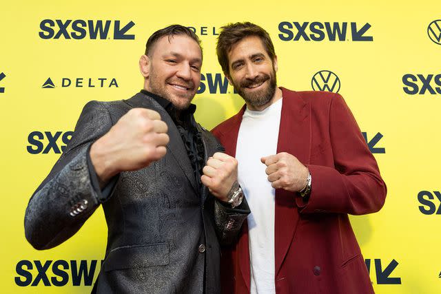 <p>by Travis P. Ball/SXSW Conference & Festivals via Getty</p> Conor McGregor and Jake Gyllenhaal at the 'Road House' remake premiere