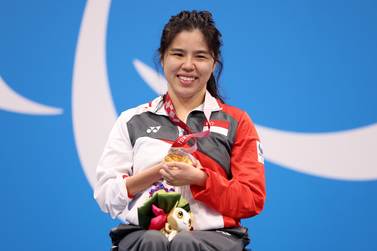 Yip Pin Xiu with her second gold won at the Tokyo Paralympics.