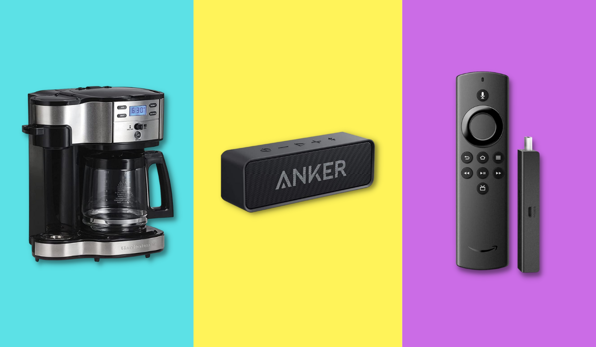 coffee maker, speaker, fire stick lite