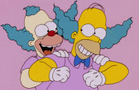 Have you ever wondered why Homer and Krusty the Clown look so similar? It turns out that the pair's similar design was intentional, with Matt Groening explaining that he wanted to showcase a son who had no respect for his clown-like father, but was a big fan of a literal clown that resembled him. He said: "The satirical conceit that I was going for at the time was that 'The Simpsons' was about a kid who had no respect for his father but worshiped a clown who looked exactly like his father." Matt also revealed that he initially planned to make Krusty Homer's secret identity, though scrapped the idea after deciding it would be too complicated.