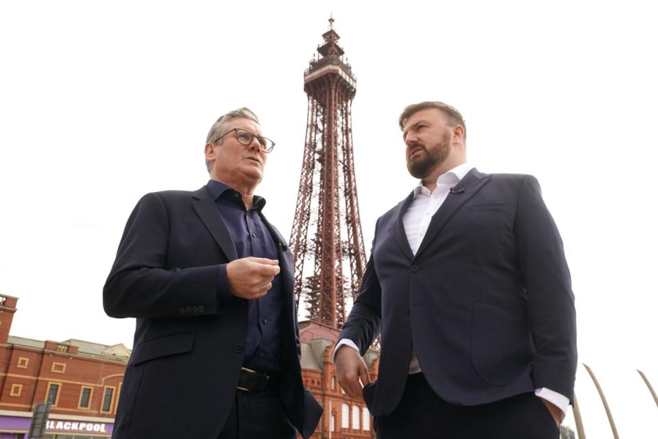 Labour leader Keir Starmer with Chris Webb, Labour’s candidate for Blackpool South (PA Wire)