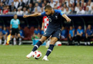 Soccer Football - World Cup - Final - France v Croatia - Luzhniki Stadium, Moscow, Russia - July 15, 2018 France's Kylian Mbappe scores their fourth goal REUTERS/Darren Staples