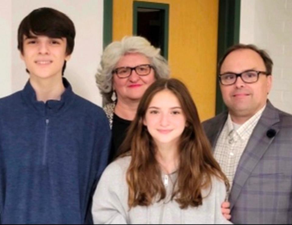 PHOTO: Alem Hadzic with his mother Indira Hadzic, younger sister Alema Hadzic, and father Miralem Hadzic, during his sophomore year of high school. (Courtesy Alem Hadzic)