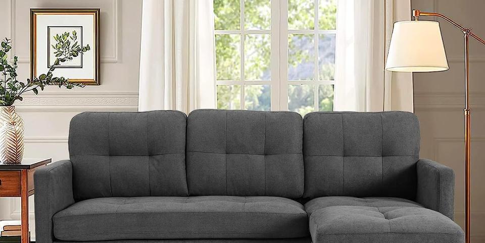 gray sectional in living room