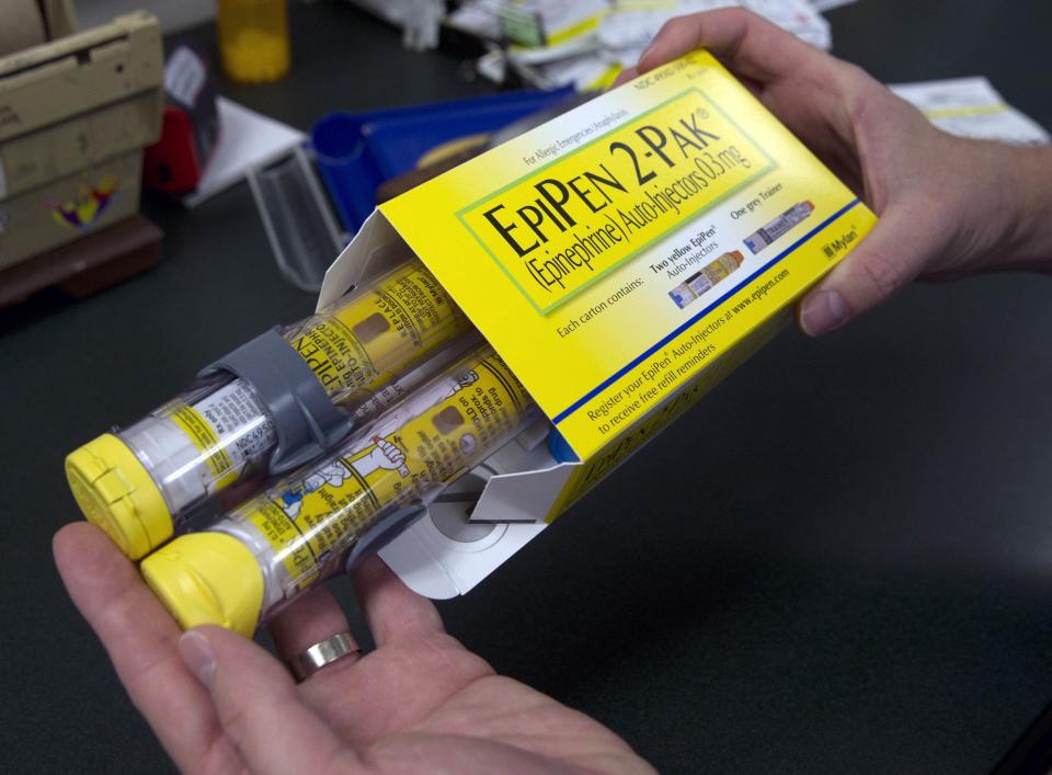 EpiPens are involved in a Trump administration rule that affects community health centers. The implementation of the rule was delayed by the Biden White House on Jan. 20.