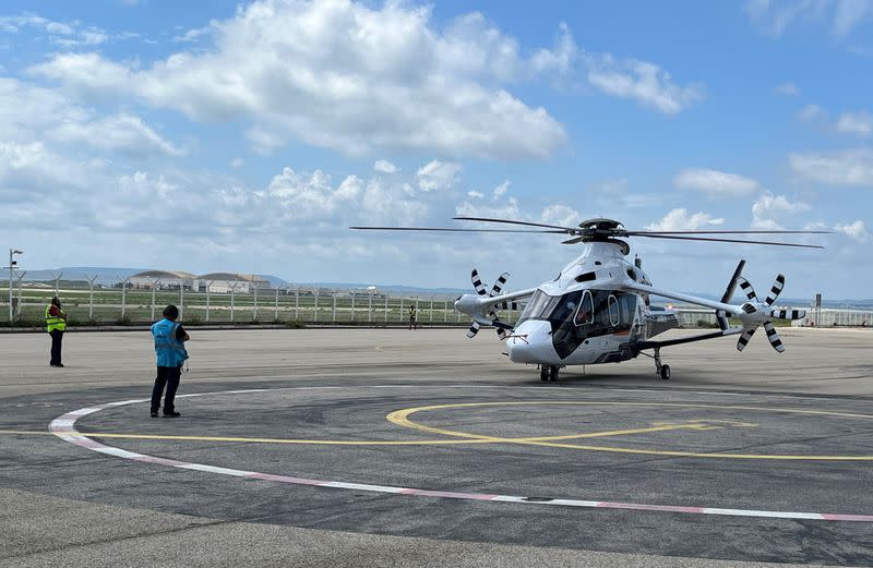 Airbus Helicopters' Racer high-speed demonstrator model during an inaugural demonstration at Marignane