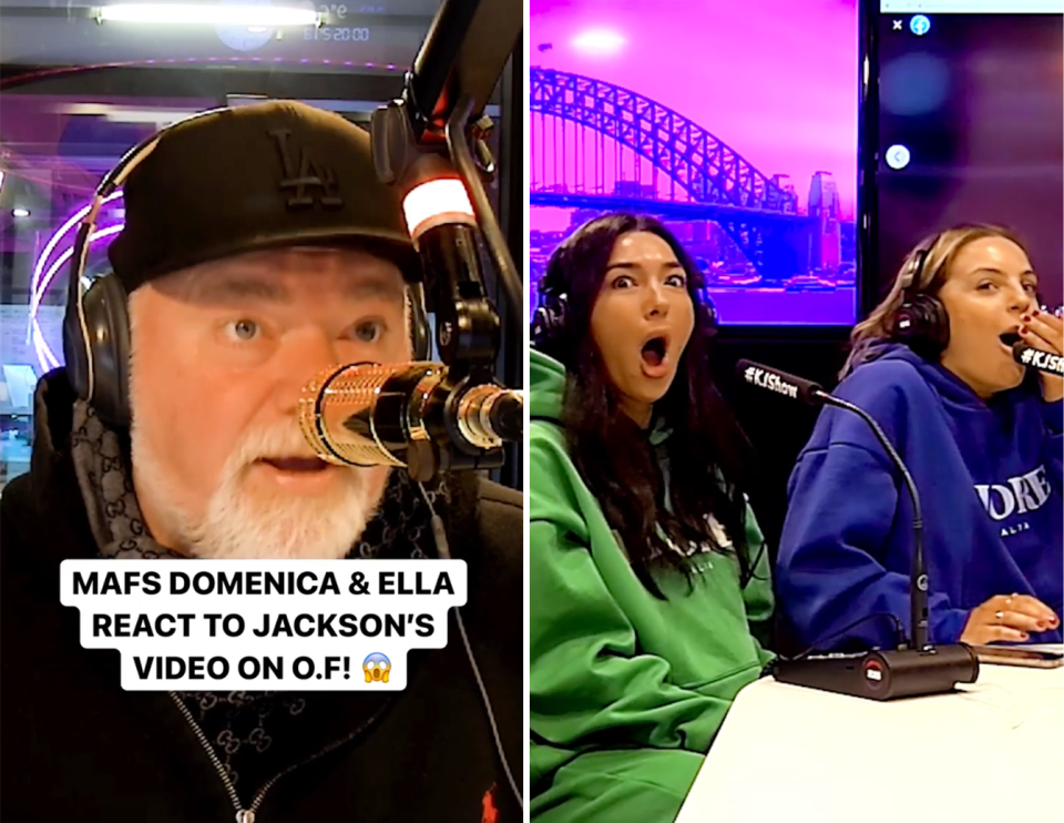 Kyle Sandilands and MAFS' Ella Ding and Domenica Calarco.