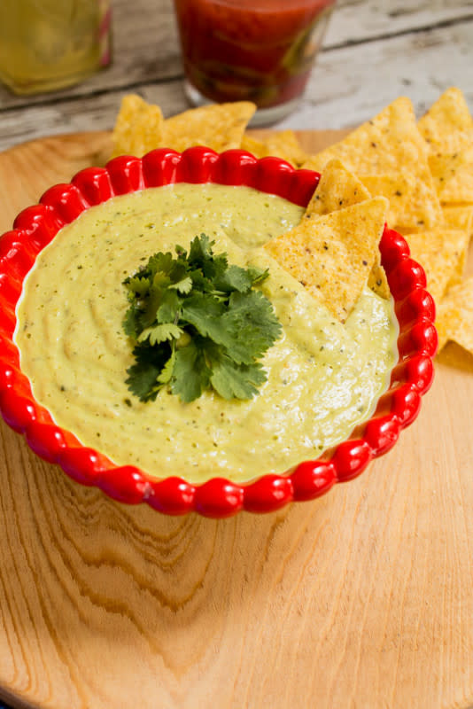 <p>The Girl In The Little Red Kitchen</p><p>If guacamole and salsa verde got married, this Avocado Tomatillo Dip would be their love child. </p><p><strong>Get the recipe: <a href="http://girlinthelittleredkitchen.com/2015/04/avocado-tomatillo-dip/" rel="nofollow noopener" target="_blank" data-ylk="slk:Avocado Tomatillo Dip;elm:context_link;itc:0;sec:content-canvas" class="link rapid-noclick-resp">Avocado Tomatillo Dip</a></strong></p>