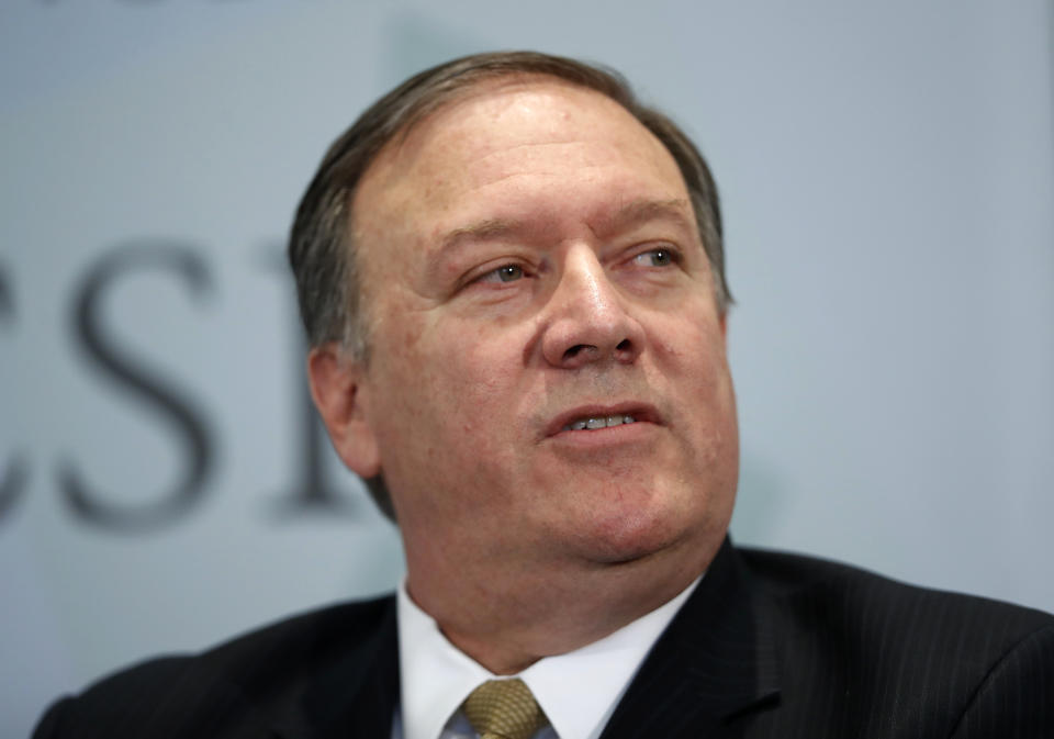 CIA Director Mike Pompeo answers questions while speaking at the Center for Strategic and International Studies (CSIS) In Washington, Thursday, April 13, 2017. (AP Photo/Pablo Martinez Monsivais)
