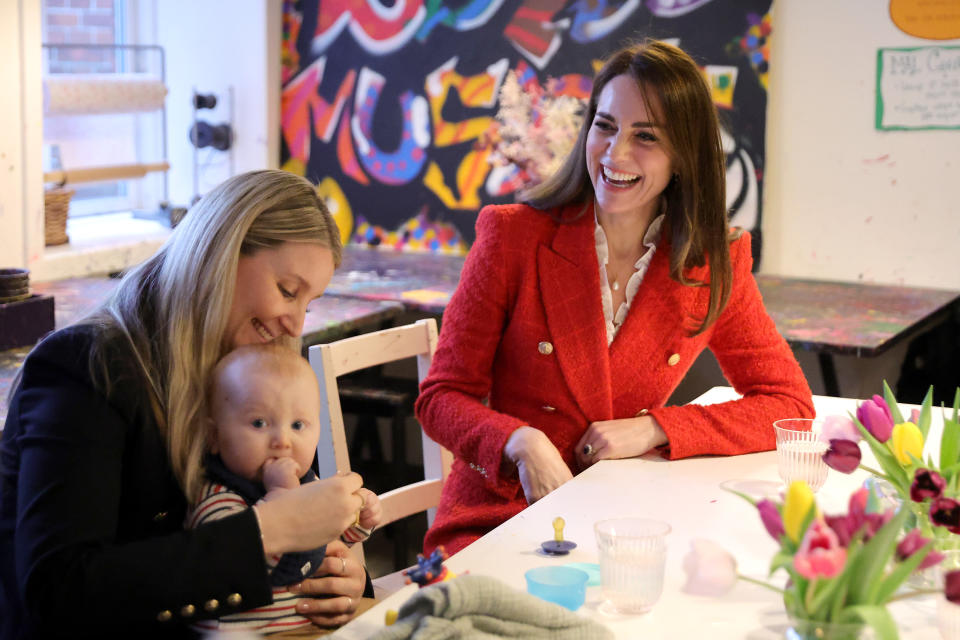 Catherine, Duchess of Cambridge visits the 'Copenhagen Infant Mental Health Project' (CIMPH) 'Understanding Your Baby Project' at Børnemuseet Children's Museum on February 22, 2022 in Copenhagen, Denmark. The Duchess of Cambridge visits Copenhagen between 22nd and 23rd February on a working visit with The Royal Foundation Centre for Early Childhood.  (Photo by Pool/Samir Hussein/WireImage)