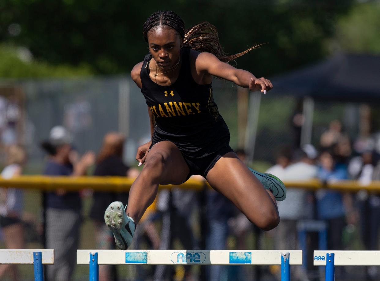 Alexandria Scott of St. John Vianney wins the girls 400 meter hurdles event. Monmouth County Track & Field Championships held at Howell High School. Howell, NJWednesday, May 10, 2023