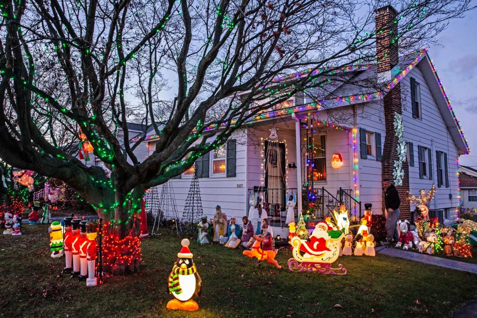 Holiday lights and decorations are featured at a home on Boxwood Road in Wilmington, Tuesday, Nov. 28, 2023.