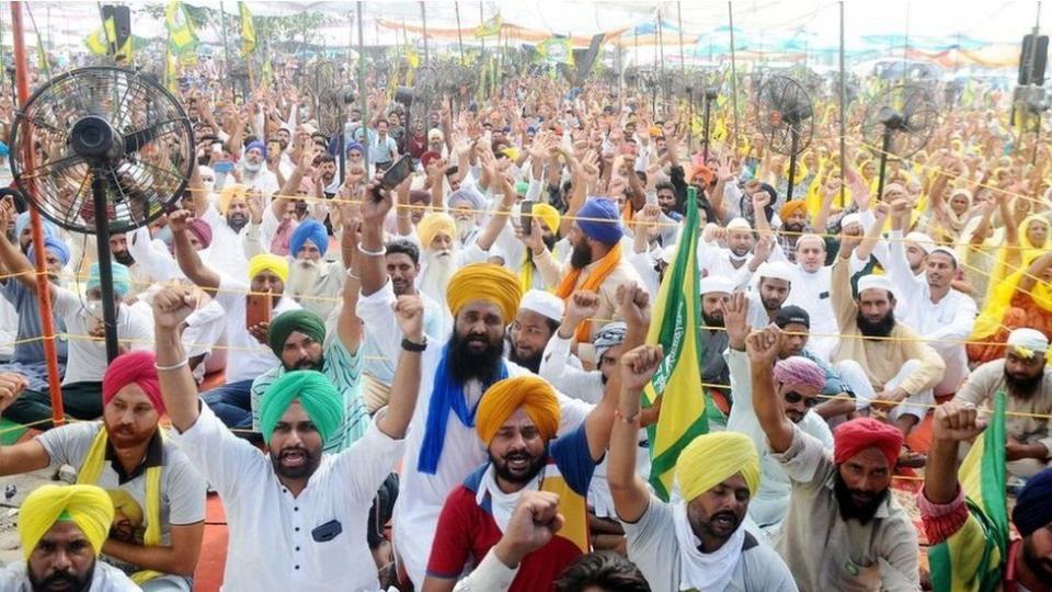 Campesinos de Punjab en una protesta