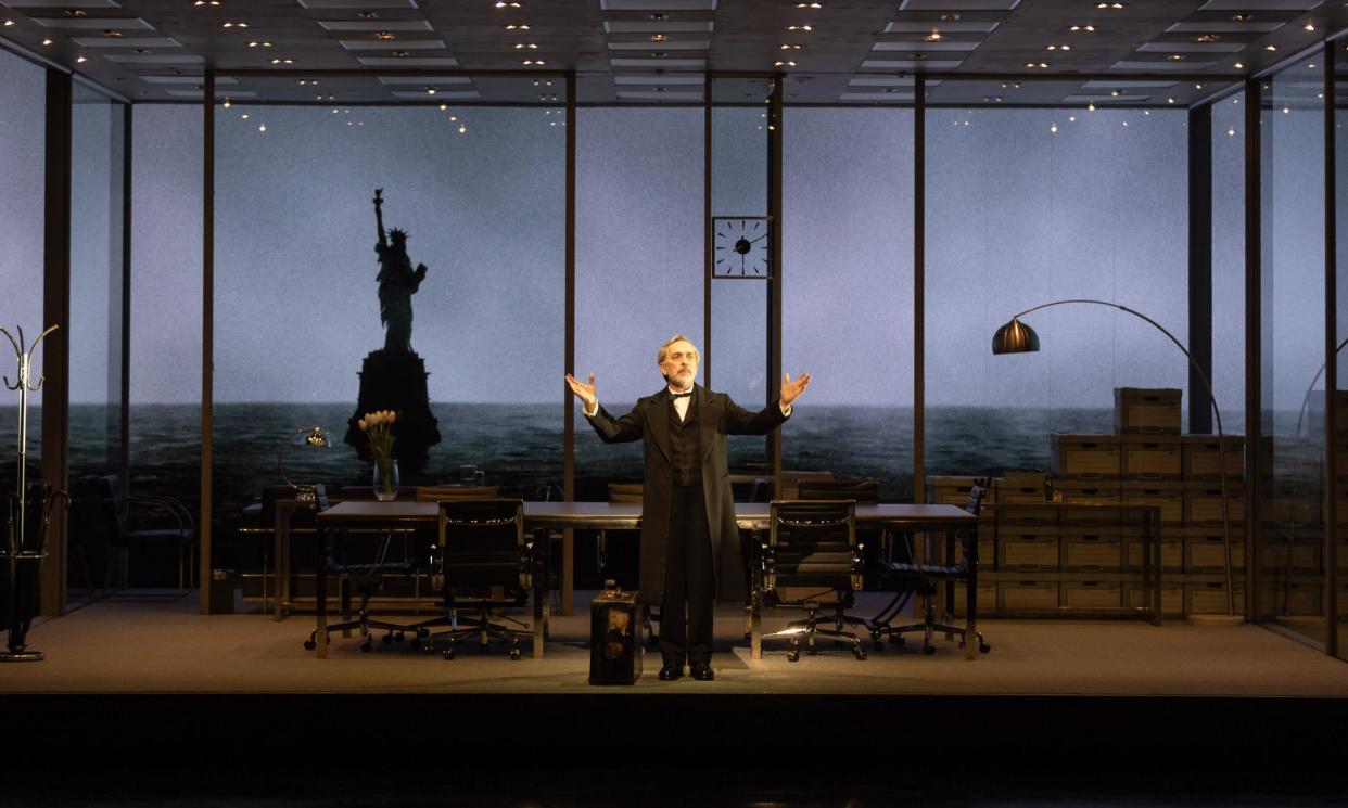 <span>Adrian Schiller in the Lehman Trilogy, which runs at Theatre Royal Sydney until 24 March.</span><span>Photograph: Daniel Boud</span>