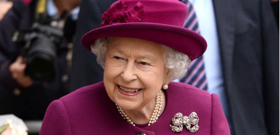 Queen Elizabeth II departs the Anglo-Norse Society centenary reception at The Naval & Military Club on November 15, 2018 in London, England. Queen Elizabeth II and King Harald V of Norway are joint Patrons of the Society.