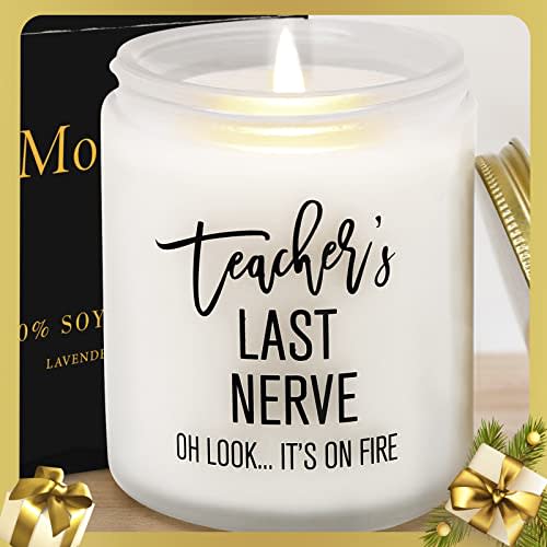 Teacher Gifts - Teacher’s Last Nerve Candle - 2022 Thank You Gift Funny Candles Present for Christmas Retired Teachers Thanksgiving Appreciation Week