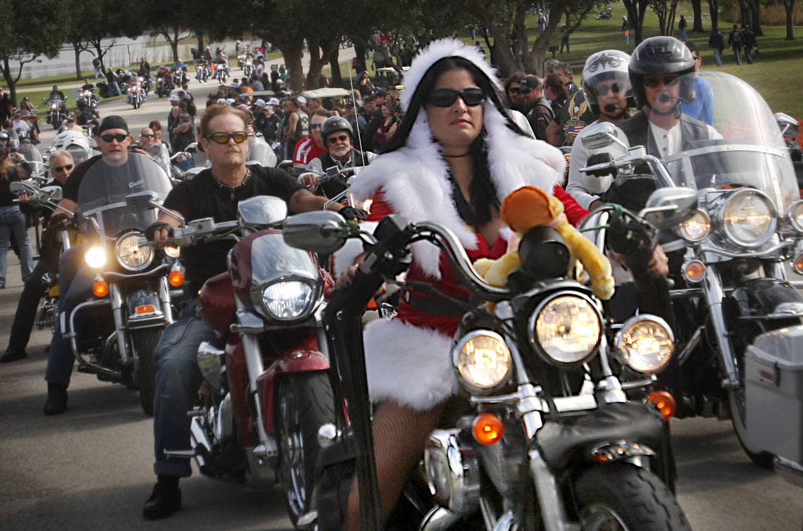 In 2009, bikers ride into Markham Park in Sunrise for the annual South Floria President’s Council Christmas Toys in the Sun Run for Joe DiMaggio Children’s Hospital.