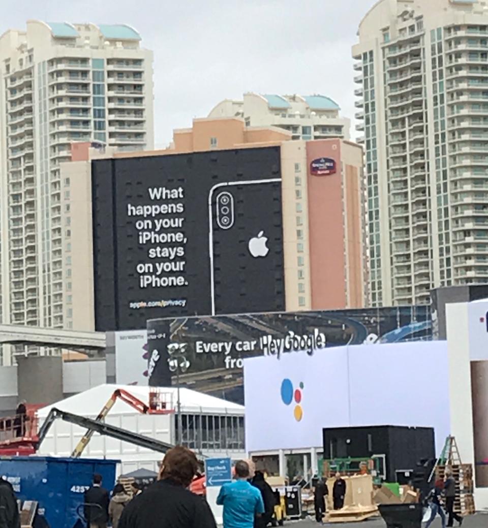 Apple posted privacy posters around CES in Las Vegas.