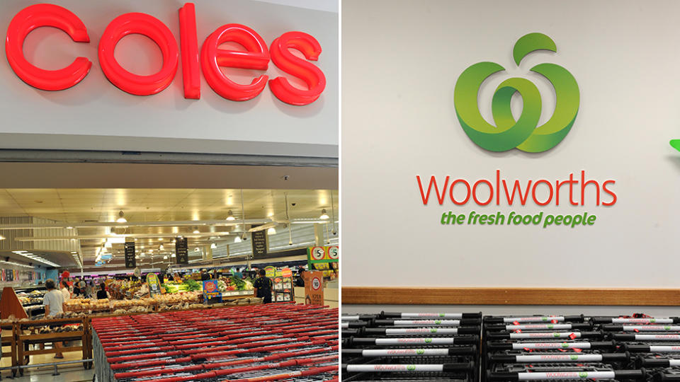 Coles and Woolworths have donated water and essentials to evacuation centres and firefighters. Source: AAP