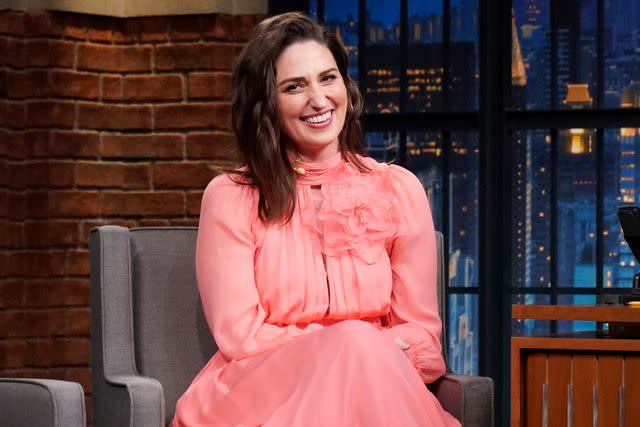 <p>Lloyd Bishop/NBC via Getty</p> Sara Bareilles on 'Late Night with Seth Meyers' on March 12, 2024