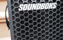 <p>The Soundboks Go portable Bluetooth speaker seen on the front steps of a Brooklyn brownstone.</p> 