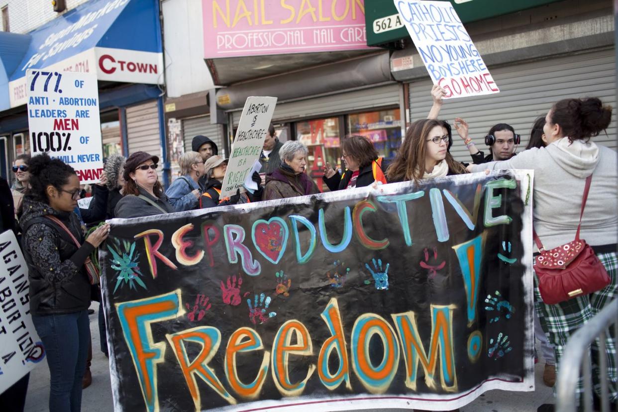 pro choice demonstration outside dr emily women's health center in bronx, ny