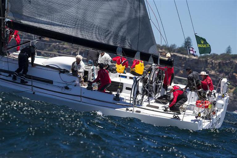 Yacht Victoire at the start of the Sydney Hobart Yacht Race, on December 26, 2013