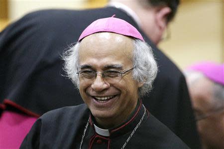 Bishop Leopoldo Jose Brenes of Nicaragua looks on as he arrives to attend a special consistory for the family led by Pope Francis in the Paul VI's hall at the Vatican February 20, 2014. REUTERS/Max Rossi