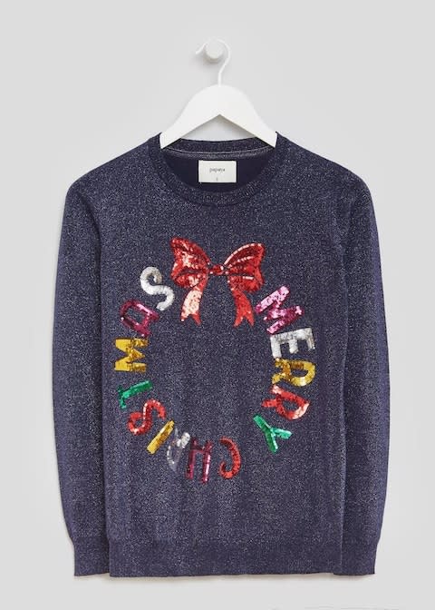 Matalan Lurex Sequin Wreath Glitter Christmas Jumper - Credit: Matalan