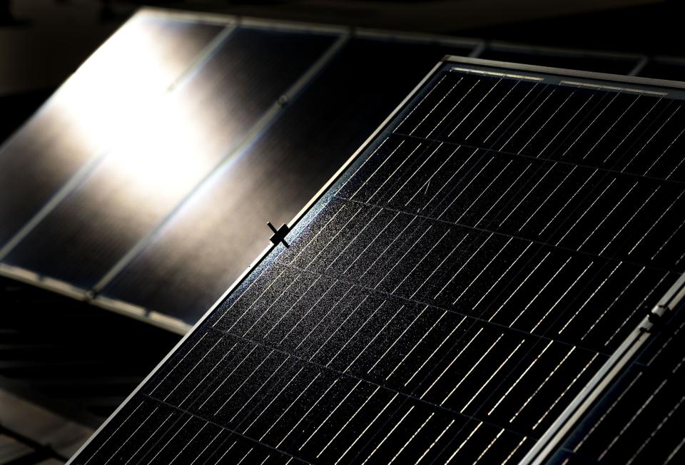 Solar panels are photographed in Salt Lake City on Friday, May 12, 2023.